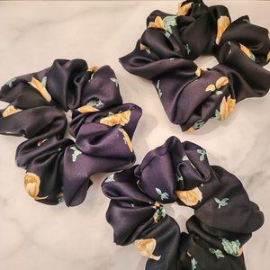 Black Floral Oversized Scrunchies